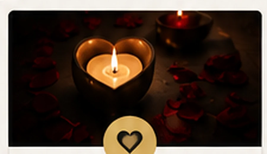 Bougie en forme de cœur, ambiance sentimentale sans visage